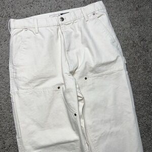 Carhartt Pants Women 12 White Double Knee Carpenter Canvas Workwear